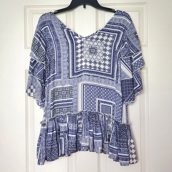 Neiman Marcus Pure Nordic Bistro Cuba-Print Top - Picture 3 of 9